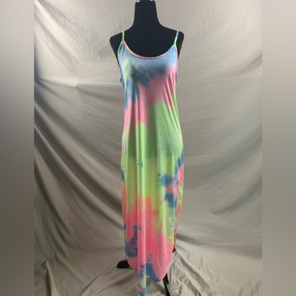 Tie Dye Split Side Curved Hem Dress - Picture 7 of 10